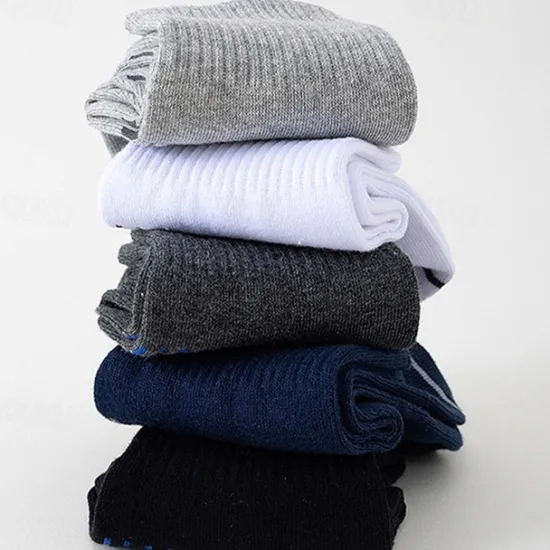 Online OUKU Men's 5 Pairs Multi Packs Socks Running Socks Casual Socks Black White Color Stripes Vacation Sports & Outdoor Daily Basic Medium Spring Fall Fashion Casual