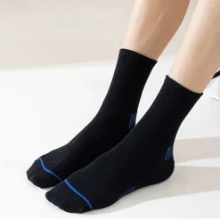 Online OUKU Men's 5 Pairs Multi Packs Socks Running Socks Casual Socks Black White Color Stripes Vacation Sports & Outdoor Daily Basic Medium Spring Fall Fashion Casual