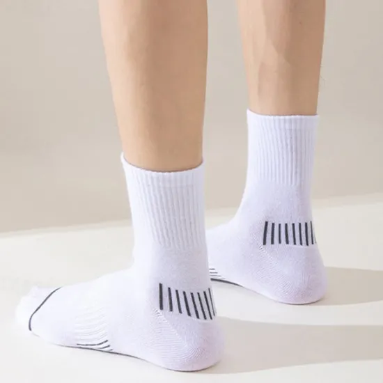 Online OUKU Men's 5 Pairs Multi Packs Socks Running Socks Casual Socks Black White Color Stripes Vacation Sports & Outdoor Daily Basic Medium Spring Fall Fashion Casual