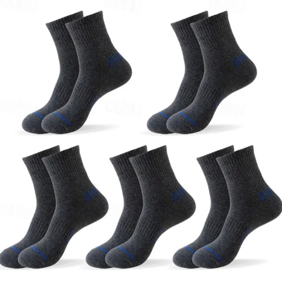 Online OUKU Men's 5 Pairs Multi Packs Socks Running Socks Casual Socks Black White Color Stripes Vacation Sports & Outdoor Daily Basic Medium Spring Fall Fashion Casual