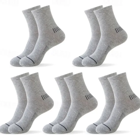 Online OUKU Men's 5 Pairs Multi Packs Socks Running Socks Casual Socks Black White Color Stripes Vacation Sports & Outdoor Daily Basic Medium Spring Fall Fashion Casual