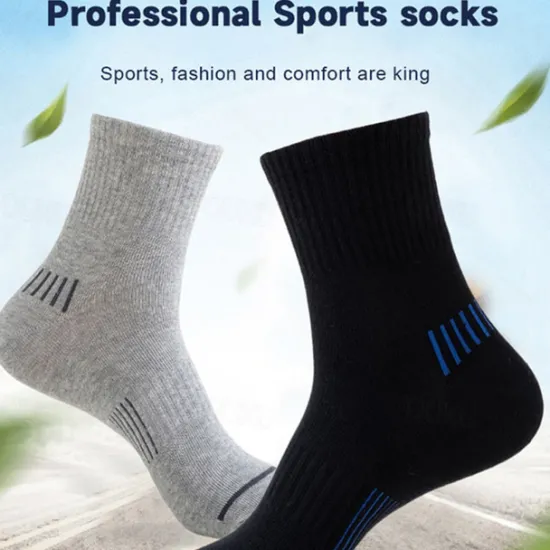 Online OUKU Men's 5 Pairs Multi Packs Socks Running Socks Casual Socks Black White Color Stripes Vacation Sports & Outdoor Daily Basic Medium Spring Fall Fashion Casual