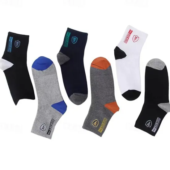 Outlet OUKU Men's 10 Pairs Multi Packs Socks Crew Socks Running Socks Casual Socks Color Color Block Sports & Outdoor Daily Vacation Basic Medium Spring Fall Fashion Casual Rainbow