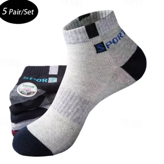 New OUKU Men's 5 Pairs Multi Packs Socks Crew Socks Running Socks Casual Socks Black White Color Color Block Vacation Sports & Outdoor Daily Basic Medium Spring Fall Fashion Casual