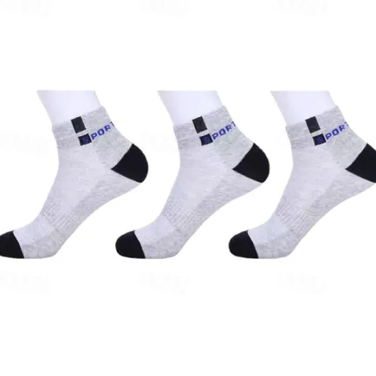 New OUKU Men's 5 Pairs Multi Packs Socks Crew Socks Running Socks Casual Socks Black White Color Color Block Vacation Sports & Outdoor Daily Basic Medium Spring Fall Fashion Casual