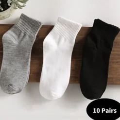 New OUKU Men's 10 Pairs Multi Packs Socks Crew Socks Running Socks Casual Socks Black White Color Solid / Plain Color Sports & Outdoor Daily Vacation Basic Medium Spring Fall Fashion Casual