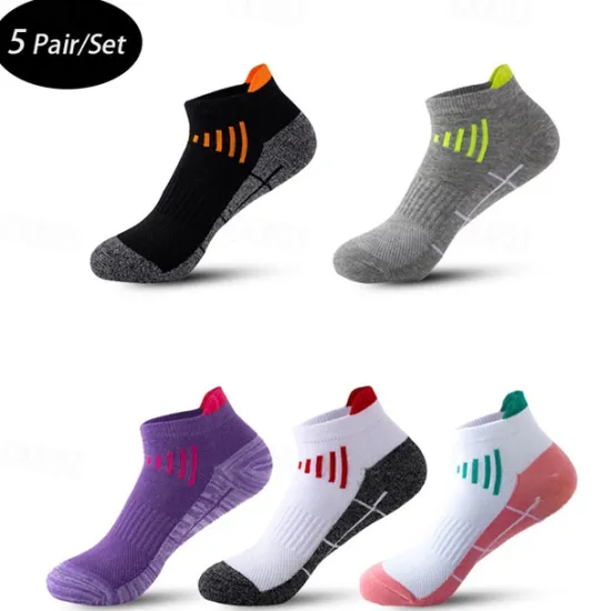 Clearance OUKU Men's 5 Pairs Multi Packs Socks Running Socks Casual Socks Black White Color Color Block Sports & Outdoor Daily Vacation Basic Thin Summer Spring Fashion Casual