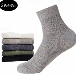 Hot OUKU Men's 5 Pairs Multi Packs Socks Running Socks Casual Socks Black White Color Plain Sports & Outdoor Daily Vacation Basic Medium Spring Fall Fashion Casual