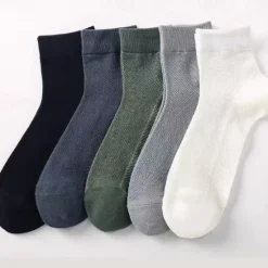 Hot OUKU Men's 5 Pairs Multi Packs Socks Running Socks Casual Socks Black White Color Plain Sports & Outdoor Daily Vacation Basic Medium Spring Fall Fashion Casual