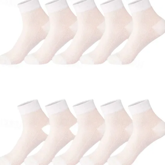 Hot OUKU Men's 5 Pairs Multi Packs Socks Running Socks Casual Socks Black White Color Plain Sports & Outdoor Daily Vacation Basic Medium Spring Fall Fashion Casual
