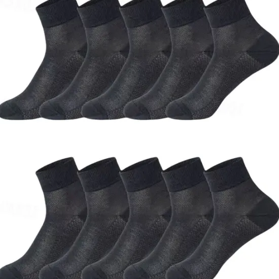 Hot OUKU Men's 5 Pairs Multi Packs Socks Running Socks Casual Socks Black White Color Plain Sports & Outdoor Daily Vacation Basic Medium Spring Fall Fashion Casual