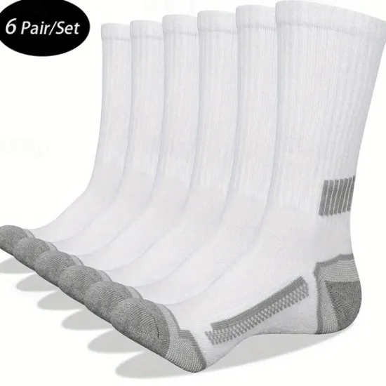 Sale OUKU Men's 6 Pairs Multi Packs Socks Running Socks Casual Socks Black+White+Gray Black Color Color Block Plain Sports & Outdoor Daily Vacation Basic Medium Spring Fall Fashion Casual