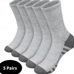 New OUKU Men's 5 Pairs Multi Packs Socks Crew Socks Running Socks Casual Socks Black White Color Color Block Solid / Plain Color Sports & Outdoor Daily Vacation Basic Medium Spring Fall Fashion Casual