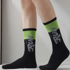 Sale OUKU Men's 5 Pairs Multi Packs Socks Crew Socks Running Socks Casual Socks Black White Color Color Block Letter Vacation Sports & Outdoor Daily Basic Medium Spring Fall Fashion Casual
