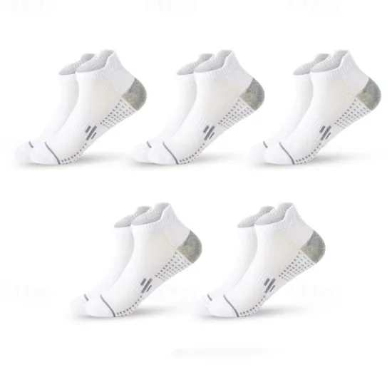 New OUKU Men's 5 Pairs Multi Packs Socks Running Socks Casual Socks Black White Color Polka Dot Vacation Sports & Outdoor Daily Basic Medium Spring Fall Fashion Casual