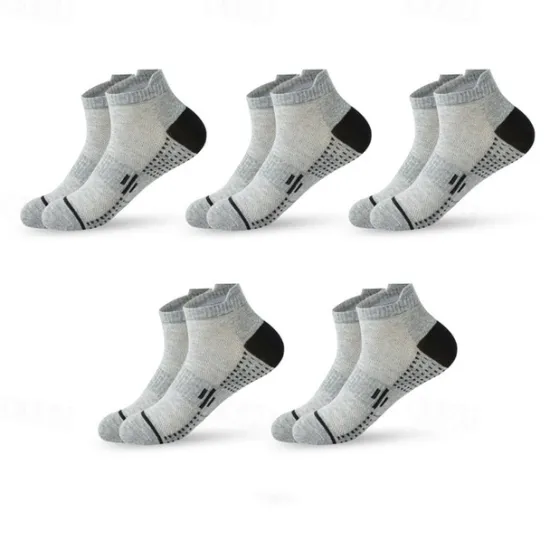 New OUKU Men's 5 Pairs Multi Packs Socks Running Socks Casual Socks Black White Color Polka Dot Vacation Sports & Outdoor Daily Basic Medium Spring Fall Fashion Casual