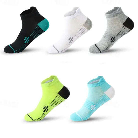 New OUKU Men's 5 Pairs Multi Packs Socks Running Socks Casual Socks Black White Color Polka Dot Vacation Sports & Outdoor Daily Basic Medium Spring Fall Fashion Casual