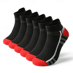 OUKU Men's 6 Pairs Multi Packs Socks Running Socks Casual Socks Black Red Color Color Block Sports & Outdoor Daily Vacation Basic Medium Spring Fall Fashion Casual