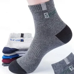 New OUKU Men's 5 Pairs Multi Packs Socks Running Socks Casual Socks Color Color Block Letter Sports & Outdoor Daily Vacation Basic Medium Spring Fall Fashion Casual Rainbow