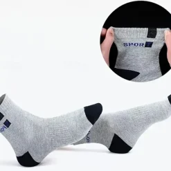 New OUKU Men's 5 Pairs Multi Packs Socks Running Socks Casual Socks Color Color Block Letter Sports & Outdoor Daily Vacation Basic Medium Spring Fall Fashion Casual Rainbow