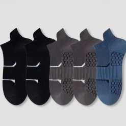 Online OUKU Men's 5 Pairs Multi Packs Socks Running Socks Casual Socks Black+White+Gray Black*2+Dark Gray*2+Dark Blue*1 Color Plain Vacation Sports & Outdoor Daily Basic Medium Spring Fall Fashion Casual