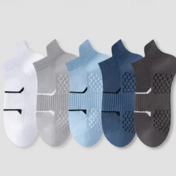 Online OUKU Men's 5 Pairs Multi Packs Socks Running Socks Casual Socks Black+White+Gray Black*2+Dark Gray*2+Dark Blue*1 Color Plain Vacation Sports & Outdoor Daily Basic Medium Spring Fall Fashion Casual