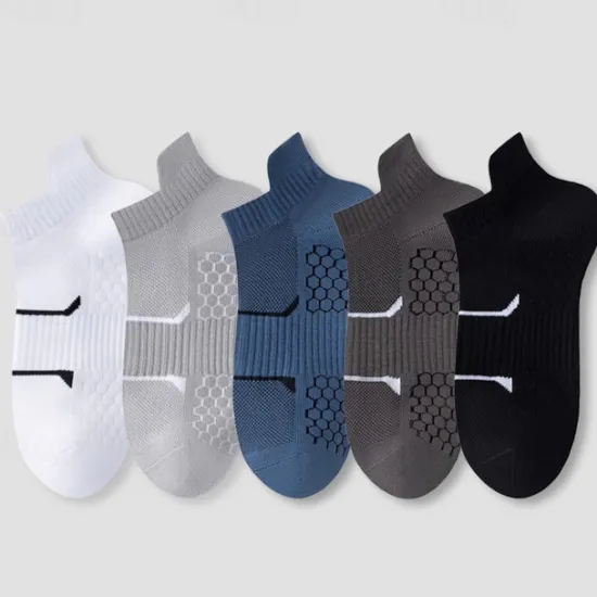 Online OUKU Men's 5 Pairs Multi Packs Socks Running Socks Casual Socks Black+White+Gray Black*2+Dark Gray*2+Dark Blue*1 Color Plain Vacation Sports & Outdoor Daily Basic Medium Spring Fall Fashion Casual