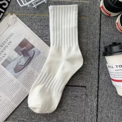 OUKU Men's 5 Pairs Multi Packs Socks Running Socks Casual Socks Black White Color Plain Vacation Sports & Outdoor Daily Basic Medium Spring Fall Fashion Casual