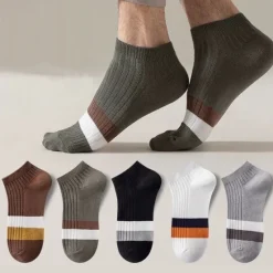 Best OUKU Men's 5 Pairs Multi Packs Socks Running Socks Casual Socks Color Color Block Sports & Outdoor Daily Vacation Basic Medium Spring Fall Fashion Casual Rainbow