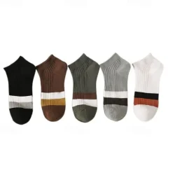 Best OUKU Men's 5 Pairs Multi Packs Socks Running Socks Casual Socks Color Color Block Sports & Outdoor Daily Vacation Basic Medium Spring Fall Fashion Casual Rainbow