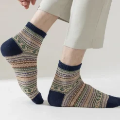 Sale OUKU Men's 5 Pairs Multi Packs Socks Crew Socks Casual Socks Color Stripes Daily Vacation Medium Spring Fall Fashion Casual Brown