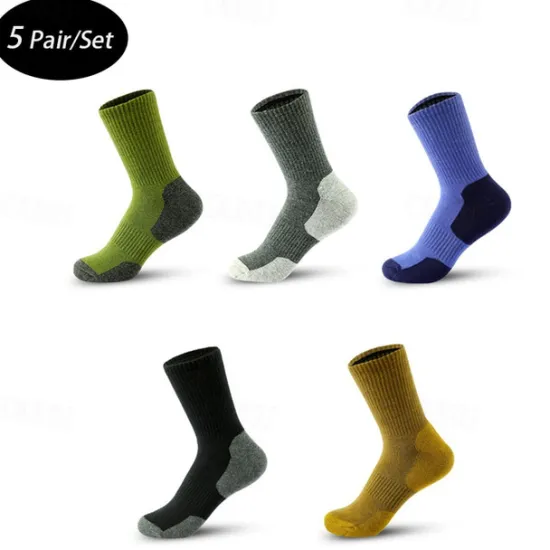 Discount OUKU Men's 5 Pairs Multi Packs Socks Sport Socks / Athletic Socks Running Socks Casual Socks Black Yellow Color Color Block Sports & Outdoor Daily Vacation Basic Medium Summer Spring Fashion Casual