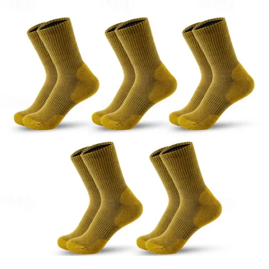 Discount OUKU Men's 5 Pairs Multi Packs Socks Sport Socks / Athletic Socks Running Socks Casual Socks Black Yellow Color Color Block Sports & Outdoor Daily Vacation Basic Medium Summer Spring Fashion Casual