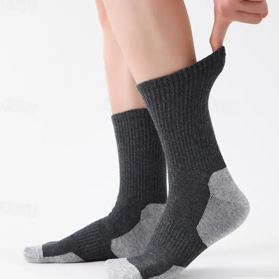 Discount OUKU Men's 5 Pairs Multi Packs Socks Sport Socks / Athletic Socks Running Socks Casual Socks Black Yellow Color Color Block Sports & Outdoor Daily Vacation Basic Medium Summer Spring Fashion Casual