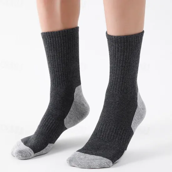 Discount OUKU Men's 5 Pairs Multi Packs Socks Sport Socks / Athletic Socks Running Socks Casual Socks Black Yellow Color Color Block Sports & Outdoor Daily Vacation Basic Medium Summer Spring Fashion Casual