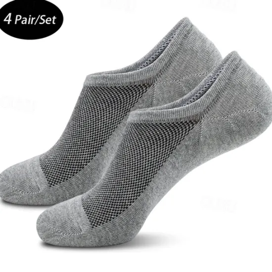 Sale OUKU Men's 4 Pairs Multi Packs Socks Running Socks Casual Socks Black White Color Color Block Vacation Sports & Outdoor Daily Basic Medium Spring Fall Fashion Casual