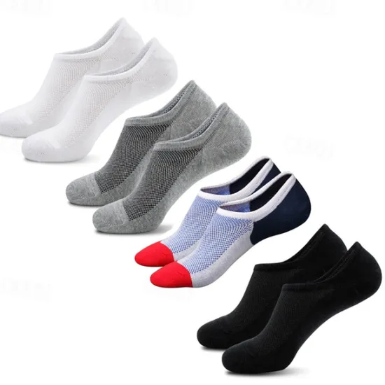 Sale OUKU Men's 4 Pairs Multi Packs Socks Running Socks Casual Socks Black White Color Color Block Vacation Sports & Outdoor Daily Basic Medium Spring Fall Fashion Casual