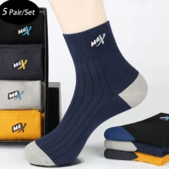 Best OUKU Men's 5 Pairs Multi Packs Socks Crew Socks Running Socks Casual Socks Color Color Block Vacation Sports & Outdoor Daily Basic Medium Spring Fall Fashion Casual Rainbow