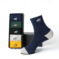Best OUKU Men's 5 Pairs Multi Packs Socks Crew Socks Running Socks Casual Socks Color Color Block Vacation Sports & Outdoor Daily Basic Medium Spring Fall Fashion Casual Rainbow