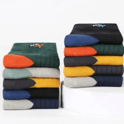Best OUKU Men's 5 Pairs Multi Packs Socks Crew Socks Running Socks Casual Socks Color Color Block Vacation Sports & Outdoor Daily Basic Medium Spring Fall Fashion Casual Rainbow
