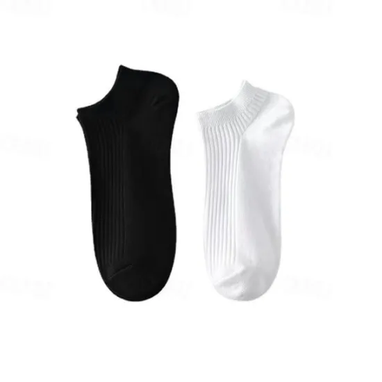 Clearance OUKU Men's 10 Pairs Multi Packs Socks Running Socks Casual Socks Black White Color Plain Vacation Sports & Outdoor Daily Basic Medium Spring Fall Fashion Casual