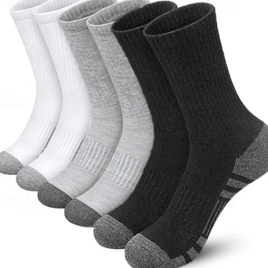 Discount OUKU Men's 6 Pairs Multi Packs Socks Running Socks Casual Socks Black+White+Gray Black Color Color Block Sports & Outdoor Daily Vacation Basic Medium Spring Fall Fashion Casual