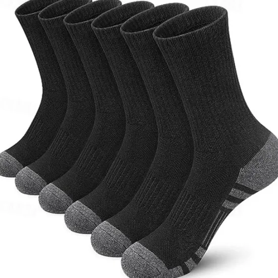 Discount OUKU Men's 6 Pairs Multi Packs Socks Running Socks Casual Socks Black+White+Gray Black Color Color Block Sports & Outdoor Daily Vacation Basic Medium Spring Fall Fashion Casual