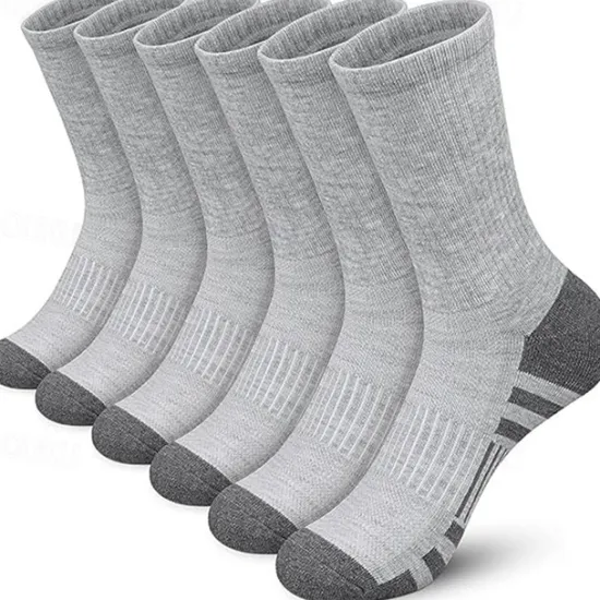 Discount OUKU Men's 6 Pairs Multi Packs Socks Running Socks Casual Socks Black+White+Gray Black Color Color Block Sports & Outdoor Daily Vacation Basic Medium Spring Fall Fashion Casual