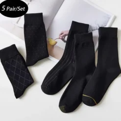 Best OUKU Men's 5 Pairs Multi Packs Socks Running Socks Casual Socks Black+beige Black Color Argyle Vacation Sports & Outdoor Daily Basic Medium Spring Fall Fashion Casual