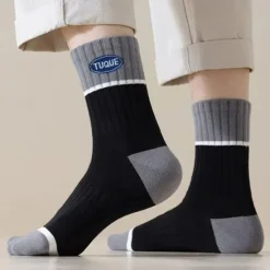 Sale OUKU Men's 5 Pairs Multi Packs Socks Crew Socks Running Socks Casual Socks Color Color Block Vacation Sports & Outdoor Daily Basic Warm Fall & Winter Fashion Casual Rainbow
