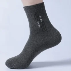 New OUKU Men's 5 Pairs Multi Packs Socks Crew Socks Running Socks Casual Socks Black White Color Plain Vacation Sports & Outdoor Daily Basic Medium Spring Fall Fashion Casual