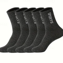 Hot OUKU Men's 5 Pairs Multi Packs Socks Running Socks Casual Socks Black White Color Letter Sports & Outdoor Daily Vacation Basic Medium Spring Fall Fashion Casual