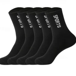 Hot OUKU Men's 5 Pairs Multi Packs Socks Running Socks Casual Socks Black White Color Letter Sports & Outdoor Daily Vacation Basic Medium Spring Fall Fashion Casual