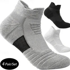 Discount OUKU Men's 4 Pairs Multi Packs Socks Running Socks Casual Socks Black White Color Plain Vacation Sports & Outdoor Daily Basic Medium Spring Fall Fashion Casual